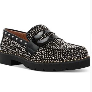 Betsey Johnson Black Loafers with Silver Studs
